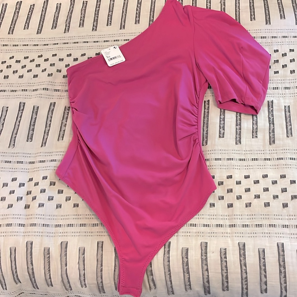 Free People one sleeve bodysuit